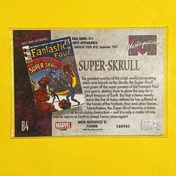 2024 Upper Deck Marvel Masterpieces '92 Platinum Super-Skrull Canvas 84 Card - Picture 2 of 2